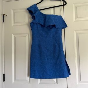 NWT - LILLY PULITZER Kipton One-Shoulder Romper Blue Pineapple print - Size 4